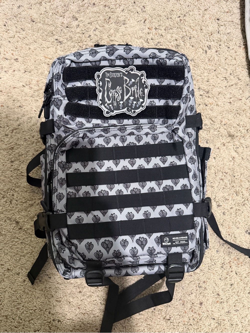 Gray 'The Crow's Bride' Graphic Tactical Backpack for Men